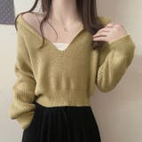 ニットトップス Vネック スキッパー | shoppinggo | 詳細画像14 