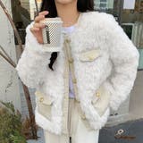 中綿ツイードジャケット ボアジャケット 千鳥格子コート | shoppinggo | 詳細画像1