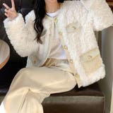 中綿ツイードジャケット ボアジャケット 千鳥格子コート | shoppinggo | 詳細画像2