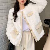中綿ツイードジャケット ボアジャケット 千鳥格子コート | shoppinggo | 詳細画像3