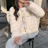 ホワイト | 中綿ツイードジャケット ボアジャケット 千鳥格子コート | shoppinggo