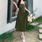 グリーン | ワンピース 半袖 スクエアネック | shoppinggo