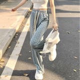 グレー | ワイドパンツ チェック柄パンツ 薄手 | shoppinggo