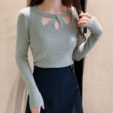 グレー | ニットトップス ツイスト ラウンドネック | shoppinggo