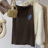 ブラウン | リブニットスカート ハート スリット入り | shoppinggo