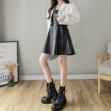 フレアキャミワンピース ジャンパ―スカート フェイクレザーワンピース | shoppinggo | 詳細画像16 