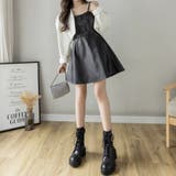 フレアキャミワンピース ジャンパ―スカート フェイクレザーワンピース | shoppinggo | 詳細画像17