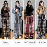 チェック柄パンツ ワイドパンツ 裏起毛パンツ | shoppinggo | 詳細画像2 