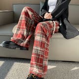 チェック柄パンツ ワイドパンツ 裏起毛パンツ | shoppinggo | 詳細画像6 