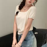 サマーニットショート丈 トップス スクエアネック | shoppinggo | 詳細画像5 