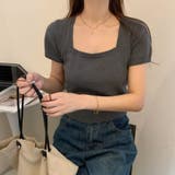 サマーニットショート丈 トップス スクエアネック | shoppinggo | 詳細画像16 