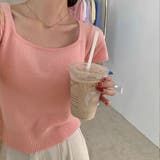 サマーニットショート丈 トップス スクエアネック | shoppinggo | 詳細画像19 