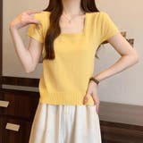 サマーニットショート丈 トップス スクエアネック | shoppinggo | 詳細画像23 
