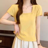 サマーニットショート丈 トップス スクエアネック | shoppinggo | 詳細画像24 
