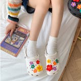 花*ホワイト | 厚底サンダル アクセサー付き レディース | shoppinggo