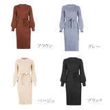 ニットロングワンピース 長袖 ウエストリボン | shoppinggo | 詳細画像2
