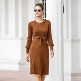 ニットロングワンピース 長袖 ウエストリボン | shoppinggo | 詳細画像9