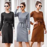 ニットロングワンピース 長袖 ウエストリボン | shoppinggo | 詳細画像12
