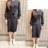 ニットロングワンピース 長袖 ウエストリボン | shoppinggo | 詳細画像13