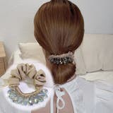 ベージュ | シュシュ キラキラヘアゴム ヘアアレンジ | shoppinggo