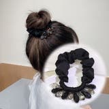 ブラックホワイト | シュシュ キラキラヘアゴム ヘアアレンジ | shoppinggo