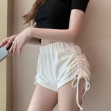 ホワイト | スウェットショートパンツ レディース サイドシャーリング | shoppinggo