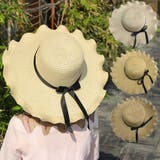 帽子 レディース つば広 リボン付き 麦わらHAT 紫外線対策 UVカット | shoppinggo | 詳細画像1 