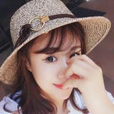 帽子 レディース つば広 リボン付き 麦わらHAT  紫外線 対策 UVカット | shoppinggo | 詳細画像2 