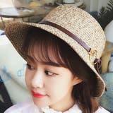 帽子 レディース つば広 リボン付き 麦わらHAT  紫外線 対策 UVカット | shoppinggo | 詳細画像3 
