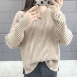 ベージュ | ニットセーター レディース 長袖 | shoppinggo