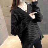 ブラック | ニットセーター レディース 長袖 | shoppinggo