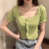 グリーン | 韓国ファッション 夏新作 サマーニットトップス | shoppinggo