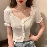 ホワイト | 韓国ファッション 夏新作 サマーニットトップス | shoppinggo