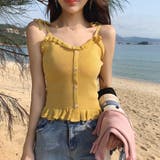 イエロー | 韓国ファッション 夏新作 ニットキャミソール | shoppinggo