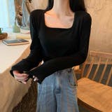 ブラック | Uネックニットセーター  | shoppinggo