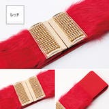 太ベルト レディース ゴムベルト デザインバックル フェイクファー ベルト | shoppinggo | 詳細画像3