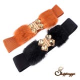 太ベルト レディース ゴムベルト フェイクファー ベルト デザインバックル | shoppinggo | 詳細画像1