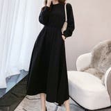 ブラック | マキシワンピース フレアワンピース レディース 長袖 ロングワンピース | shoppinggo