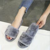 グレー | ファーサンダルレディース ファースリッパ  暖かい 秋 冬 | shoppinggo