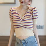 サマーニットトップス VネックTシャツ レディース | shoppinggo | 詳細画像13