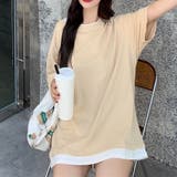 重ね着風Tシャツ レイヤード 重ね着風カットソー大きめ | shoppinggo | 詳細画像8 