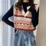 ベストVネック トップス ノルディック柄 韓国ファッション | shoppinggo | 詳細画像9 