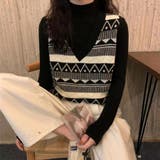 ベストVネック トップス ノルディック柄 韓国ファッション | shoppinggo | 詳細画像14 