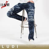 LUDIレーザーR加工ストレッチデニムパンツ Indigo ストレートデニムパンツ | SILVER BULLET | 詳細画像1