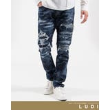 LUDIレーザーR加工ストレッチデニムパンツ Indigo ストレートデニムパンツ | SILVER BULLET | 詳細画像4
