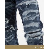 LUDIレーザーR加工ストレッチデニムパンツ Indigo ストレートデニムパンツ | SILVER BULLET | 詳細画像5
