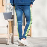 CavariA ジャガードロゴテープ貼付けカットデニムパンツ スウェットパンツ | SILVER BULLET | 詳細画像8