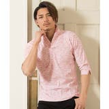 M.RED(杢レッド) | ポロシャツ メンズCavariAランダムテレコ七分袖ポロシャツ 全6色 | SILVER BULLET