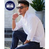 01(WHT/ホワイト) | 7分袖シャツ メンズ CavariA綿麻ストライプカプリ7分袖シャツ | SILVER BULLET