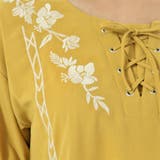 麻風ポリ刺繍レースアップブラウス/プルオーバー | s.i.p | 詳細画像5
